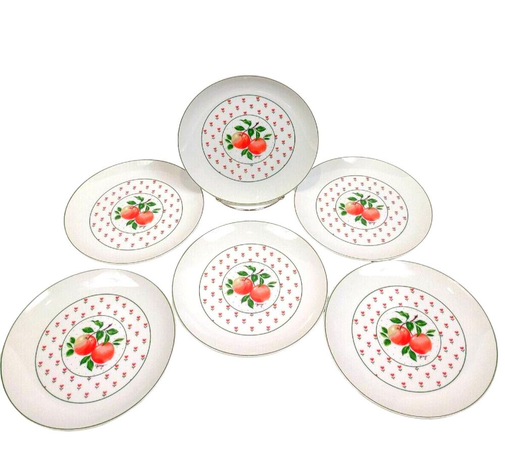 George Good Japan Vintage Porcelain Fabrizio Apple 7 5/8" Salad Plates Set of 6
